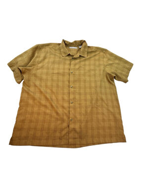 Monte Carlo Men’s 3XL Tan Windowpane Plaid Short Sleeve Button Front Shirt